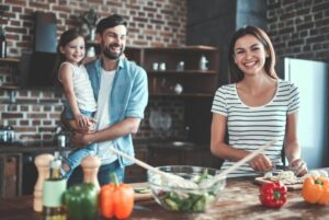 family happy in the kitchen