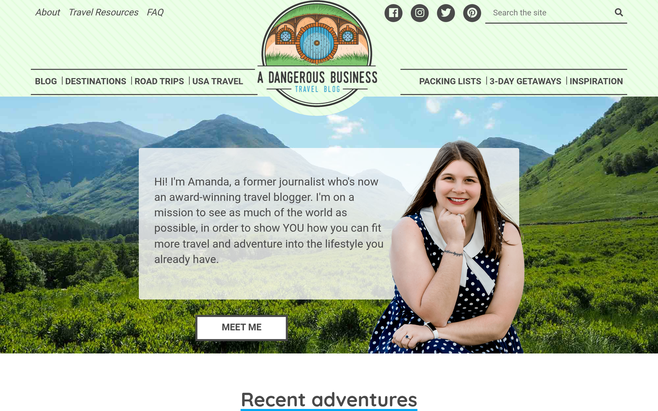 A Dangerous Business Travel Blog website preview
