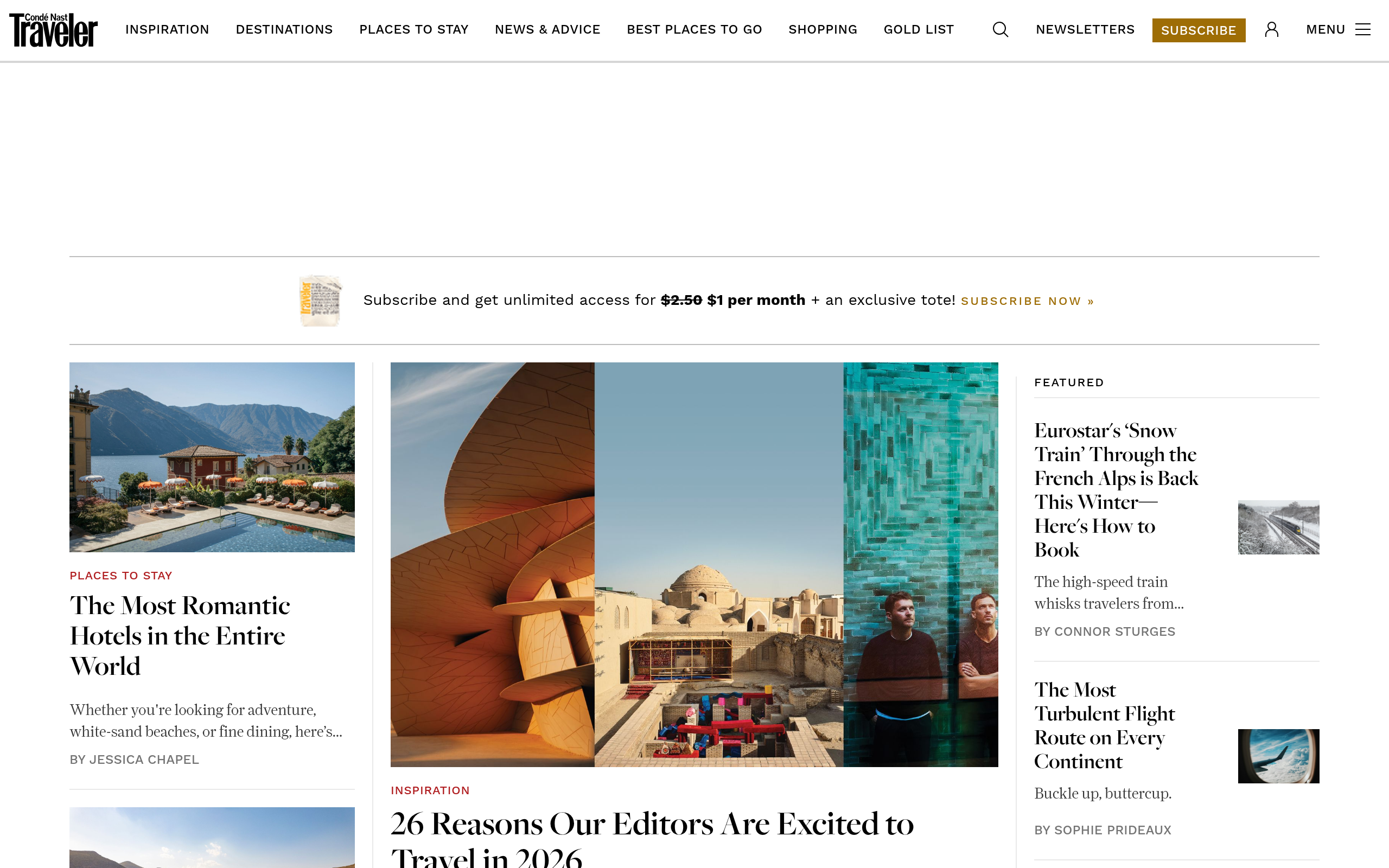 Condé Nast Traveler website preview