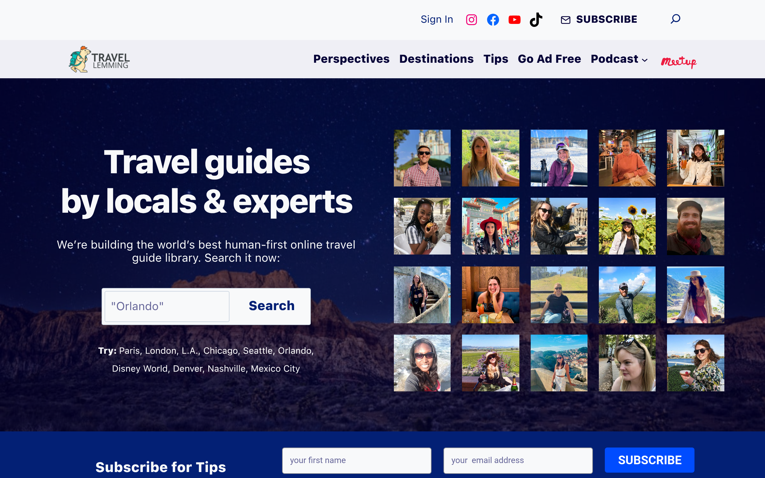 Travel Lemming website preview