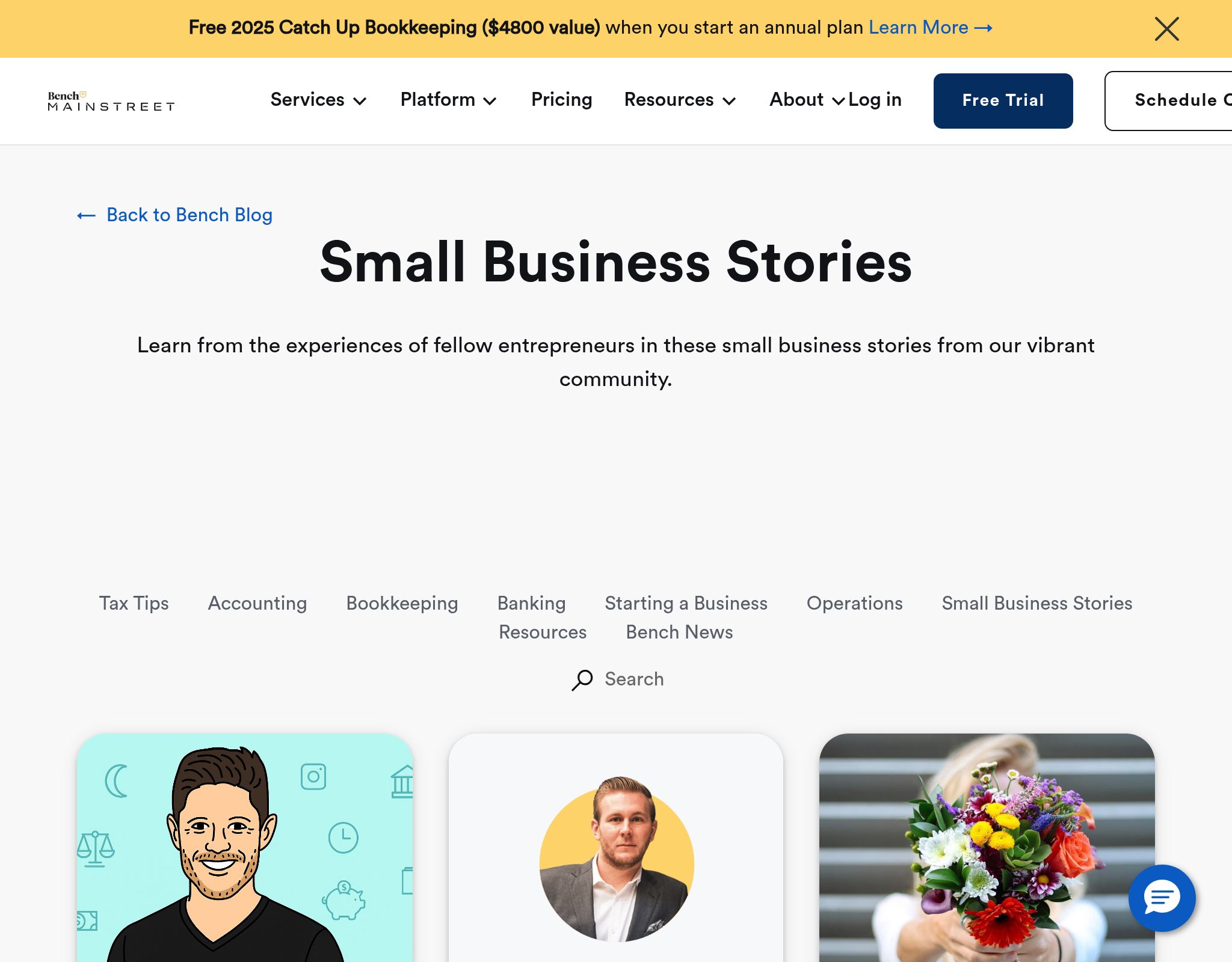 Bench Blog – Small Business Stories website preview