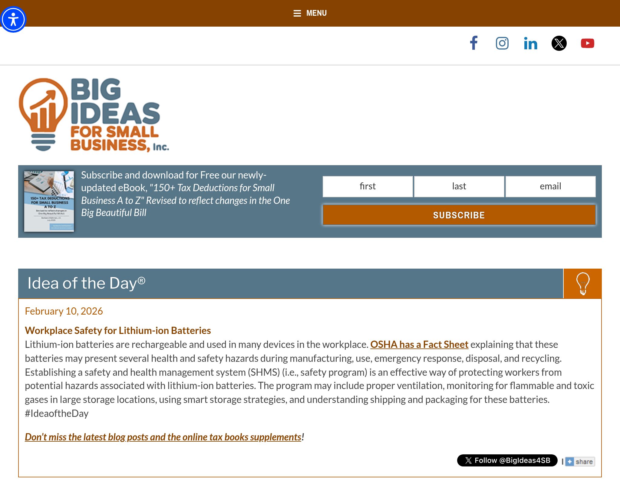 Big Ideas for Small Business website preview