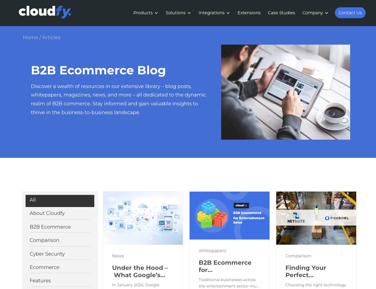 Cloudfy B2B Ecommerce Blog website preview