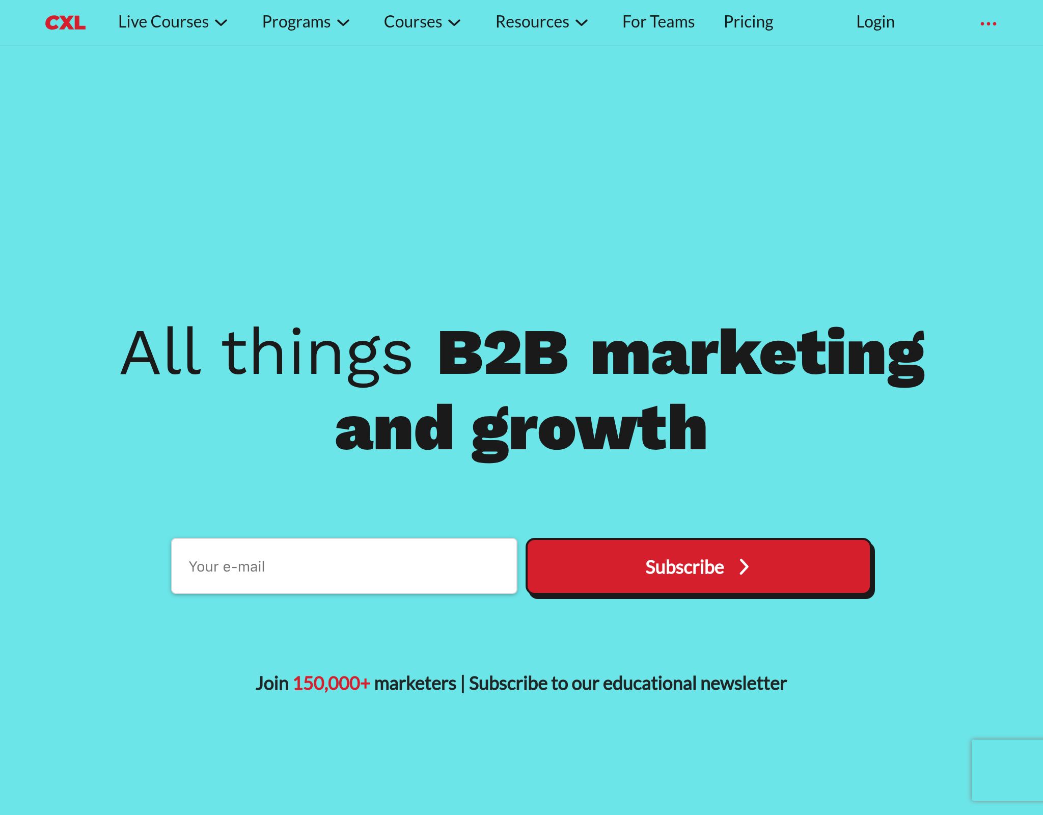 Cxl B2B Marketing and Growth Blog website preview