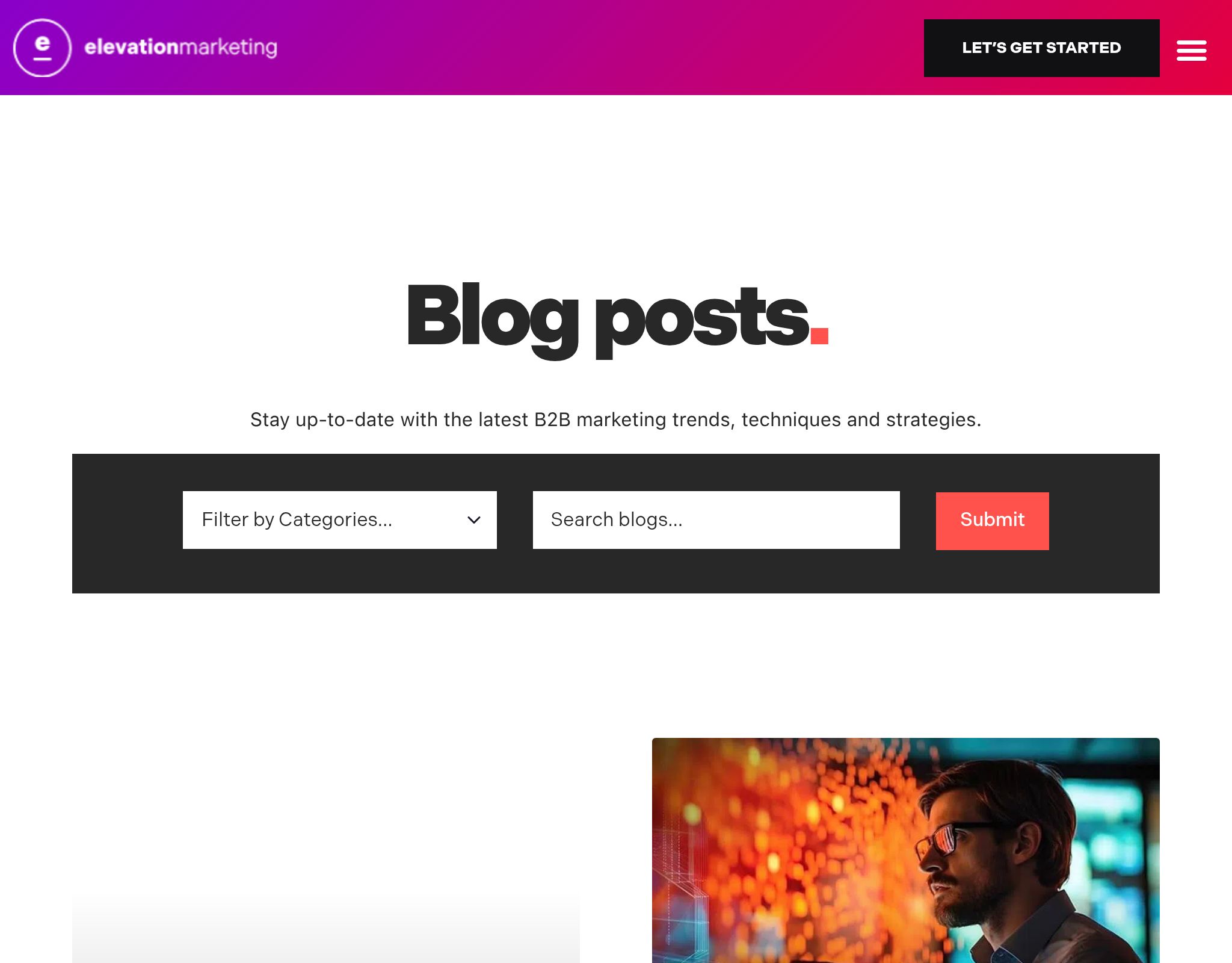Elevation’s B2B Business Marketing Blog website preview