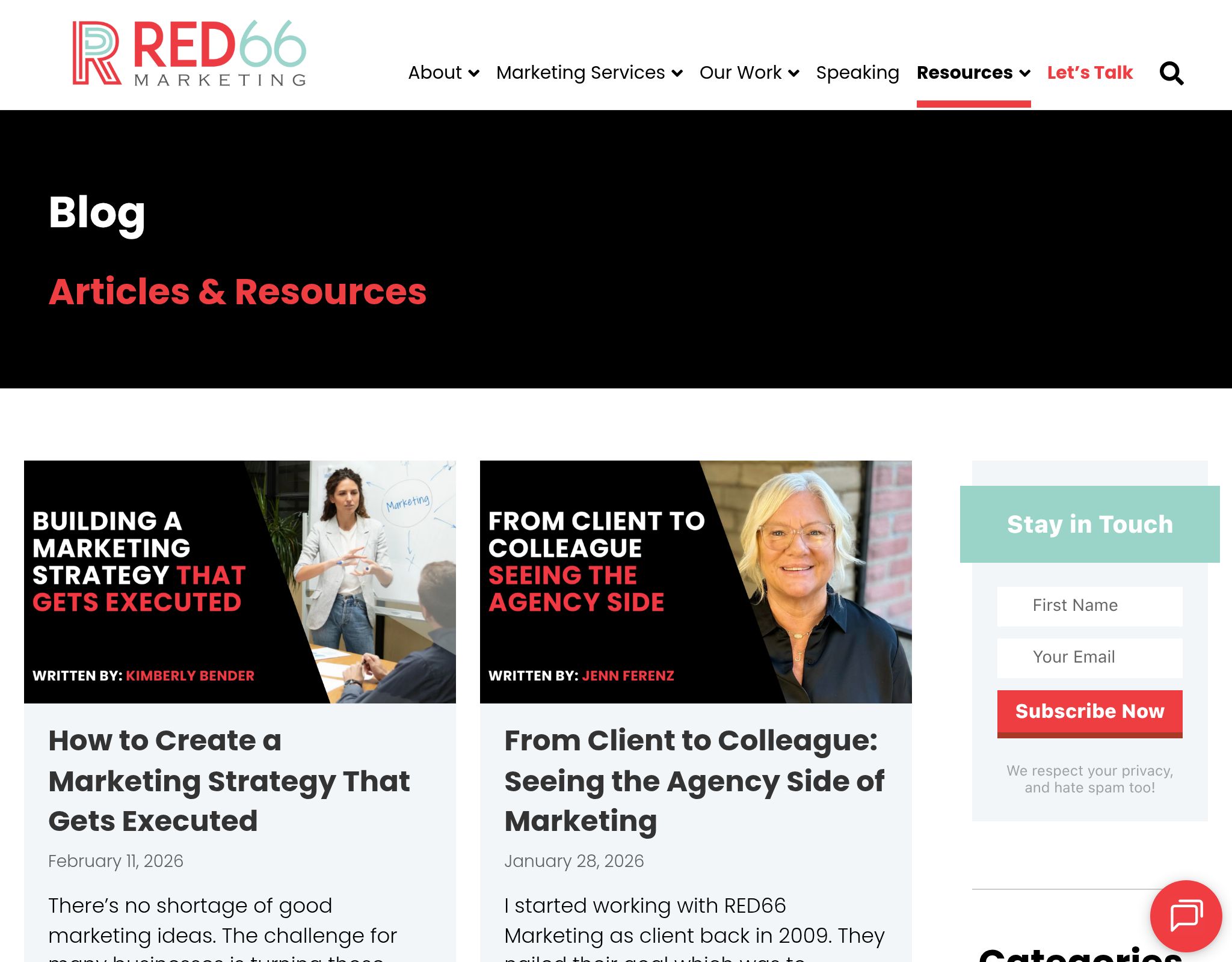 Red66marketing’s B2B Marketing Blog website preview