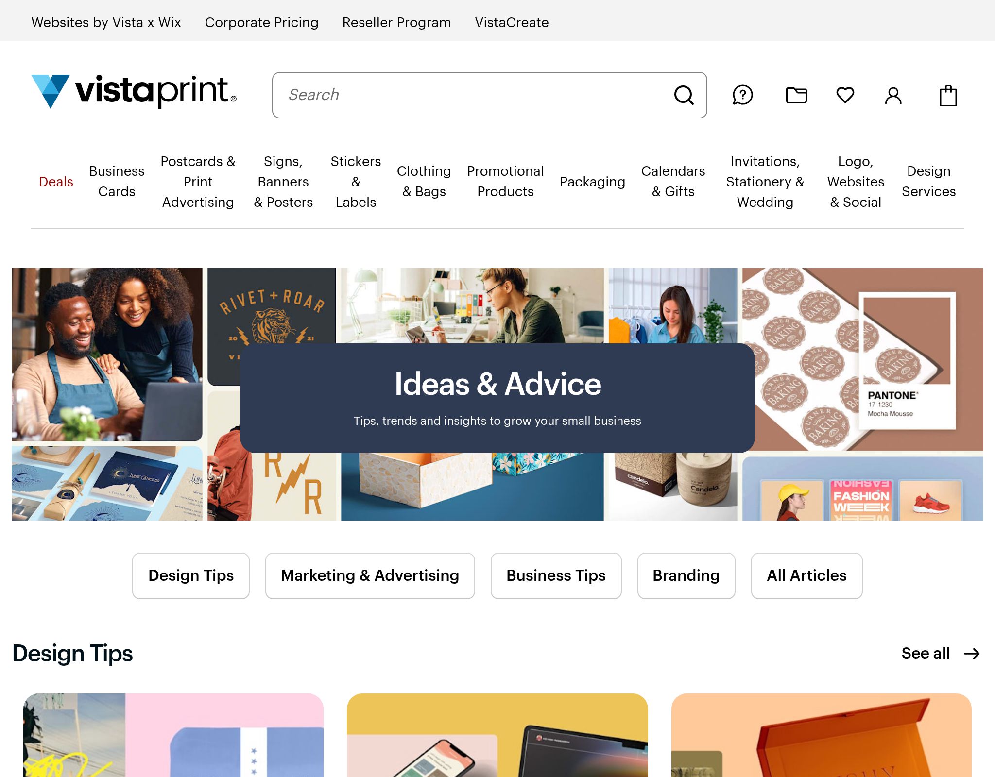 Vistaprint Small Business Blog website preview